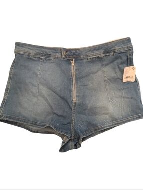 Free People We The Free Honeycomb High Rise Denim Brief Short  NWT 32